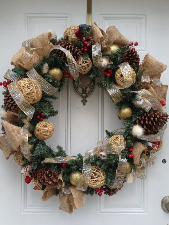Rustic-glam, handmade 29 in multi-color Christmas wreath! - Picture 1 of 6